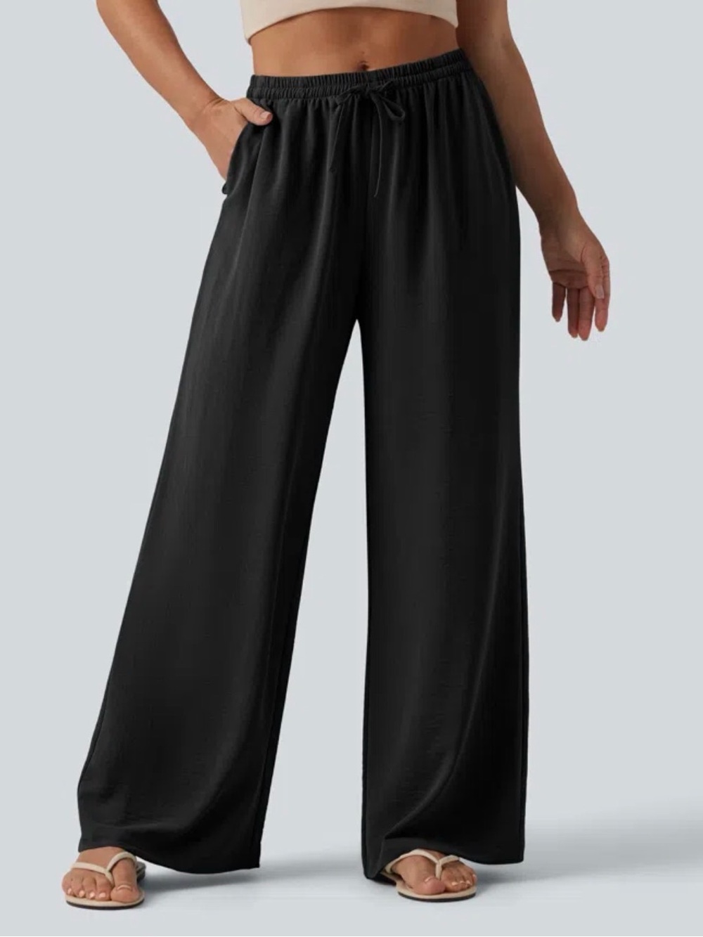 Halara Mid Rise Linen Feel Wide Leg Pants XL NWT